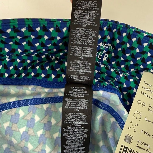 Sweaty Betty Power 7/8 Leggings Womens US 6 Blue Green Ankle Print Block NWT - Picture 8 of 13